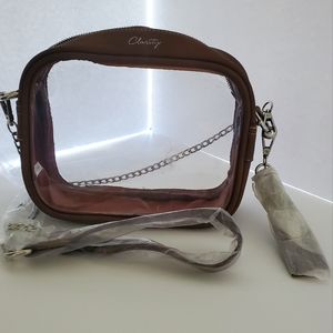 New Clarity crossbody brown/clear stadium approved handbag.
